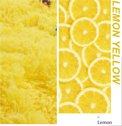 Round Area Rugs 5Ft, Fluffy Yellow Carpets for Bedroom Girls,Cute Rug for Girls Room,Fuzzy Rug for Playroom,Circle Rugs for Kids Room,Shag Furry Carpet Rugs for Reading Nook, Baby Room