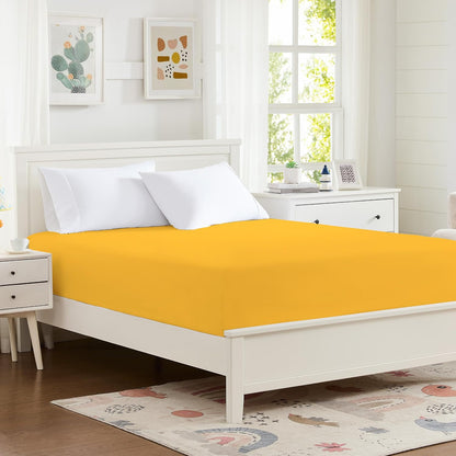 100% Microfiber Twin Size Fitted Sheet Only, Bed Sheet Yellow 39x75 inches