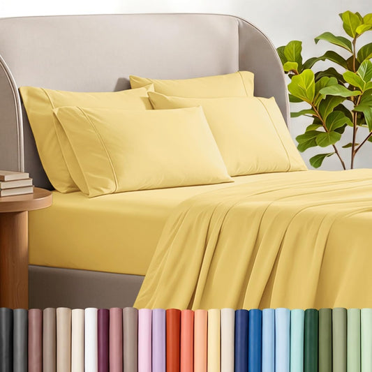 Sheet Set 1800 Ultra-Soft with 2 Pillowcases (Twin XL, Lemon Drop)