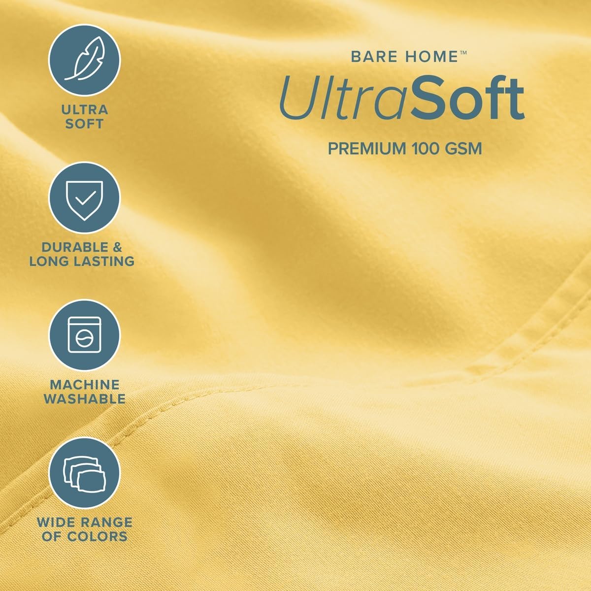 Sheet Set 1800 Ultra-Soft with 2 Pillowcases (Twin XL, Lemon Drop)