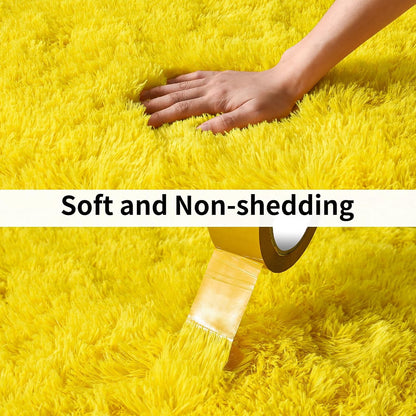 8x10 Large Area Rugs for Living Room, Fluffy Washable Yellow