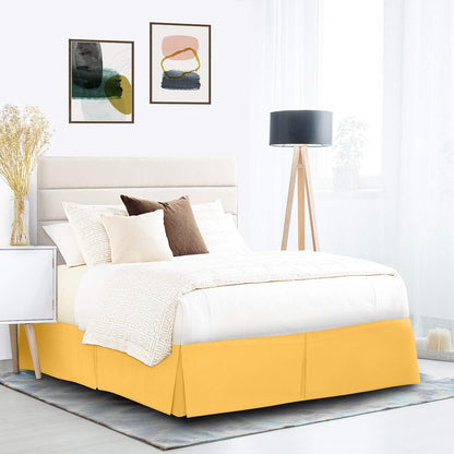 Yellow Bed Skirt Cal King Size - Cal King Bed Skirt 14 Inch Drop - Brushed Microfiber Bed Skirts - Hotel Quality Pleated Bed Skirt - Shrinkage & Fade Resistant