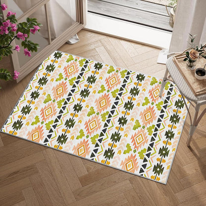 Modern Aesthetics Non-Slip Area Rug – Soft Low Pile Abstract,Machine Washable Rug for Living Room, Bedroom, Hallway – Easy Clean Decorative Home Carpet Yellow